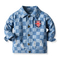 Korean style spring/autumn children's clothing new arrivals: boys' and girls' outerwear, denim jackets, kids' denim clothes, plaid embroidered jackets