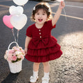 spring/autumn new girls' dress - sweet, long-sleeved princess dress with large bow for kids and babies