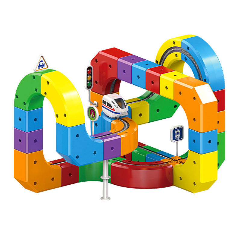 children's magnetic track car stereo anti-gravity electric magnetic suction train versatile assemble building block toy