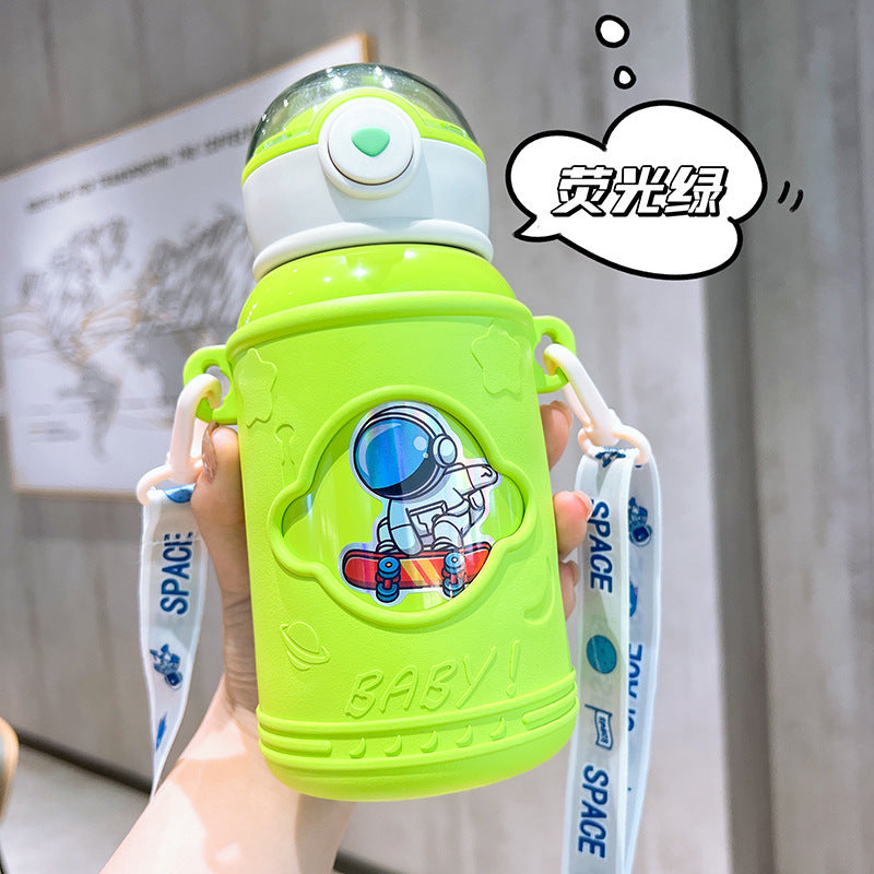 Astronaut-themed kids' insulated water bottle - 316 stainless steel straw cup, high-value design, popular online, large capacity, outdoor tumbler