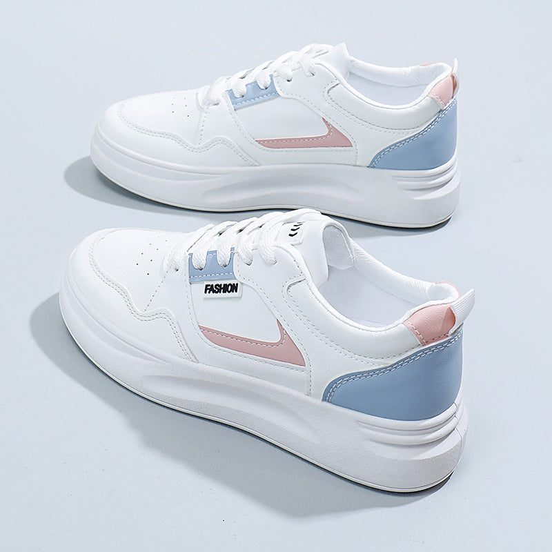 Women's white sneakers - 2025 spring new arrivals: versatile chunky sole shoes for students, korean style, ins & harajuku inspired athletic skate shoes