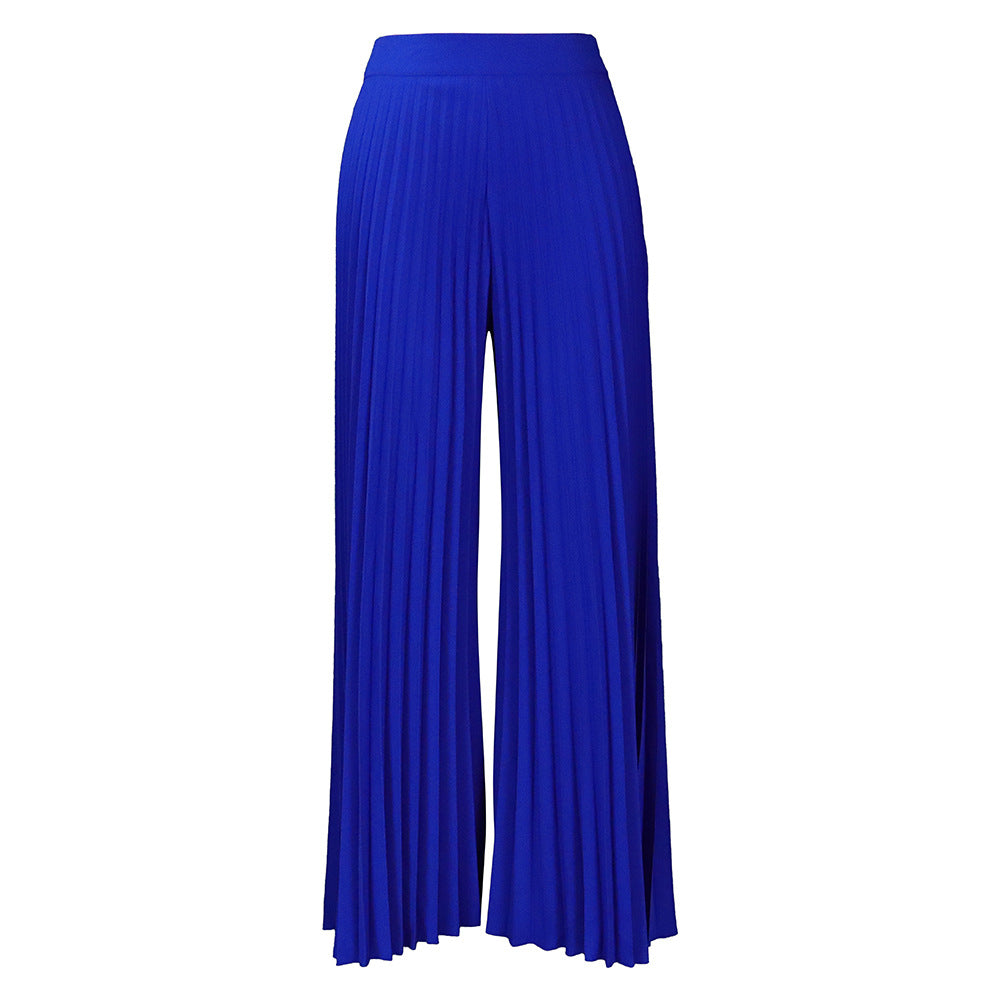 C8536 cross-border independent station new arrival summer european and american women's fashion elegant pleated pants high waistexport wide leg pants
