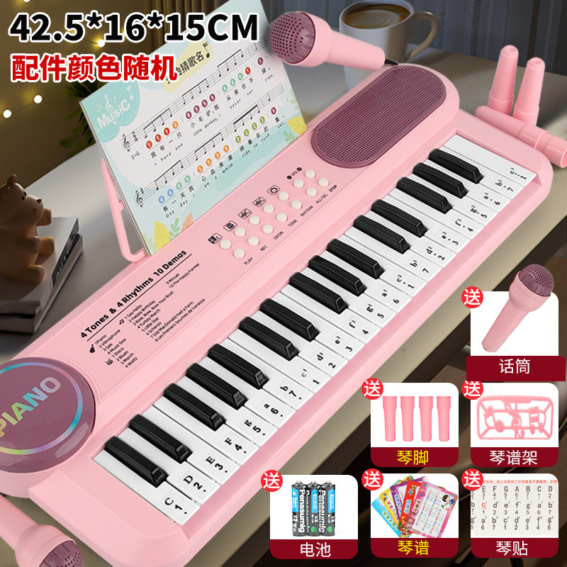 37-key digital piano with microphone, multi-functional educational early learning music piano for kids, beginner-friendly playable toy