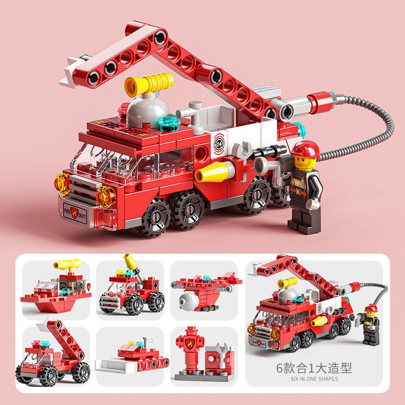 Compatible with lego 6-in-1 city police boys military kindergarten small particle educational building blocks toy wholesale