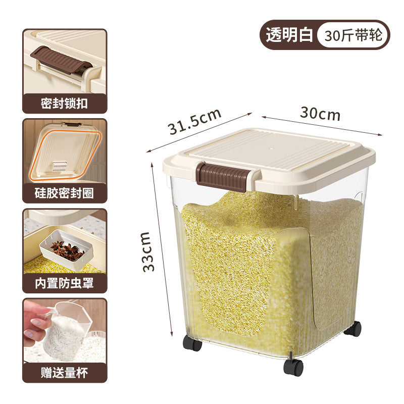 Storage tank for multigrain flour bucket 5kg 10kg Food grade rice tank Sealed insect-proof and moisture-proof 25kg Household rice bucket