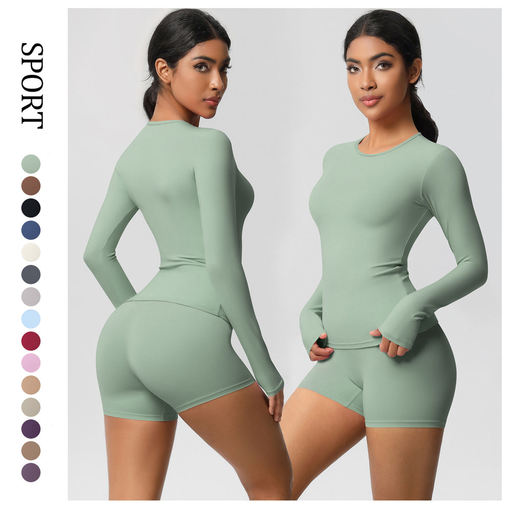 new arrival: seamless, barely-there long-sleeve t-shirt yoga set - quick-dry, breathable, outdoor running & fitness apparel