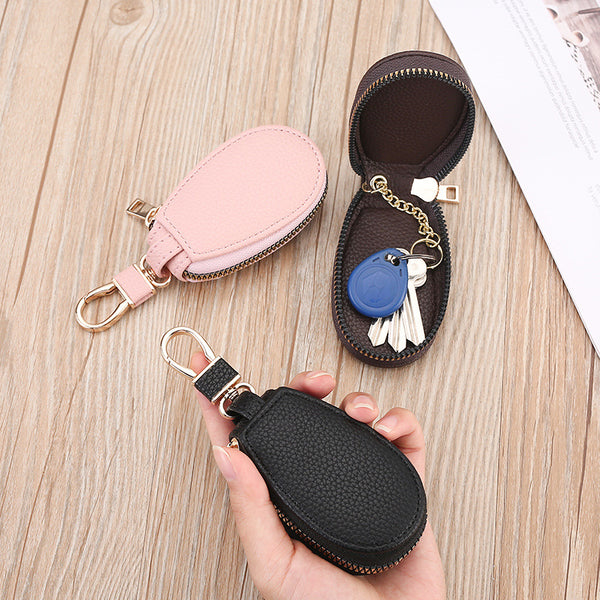Xinzhen soft leather car key bag men's zipper bag women's fashion waist hanging key bag multi-functional home key cover