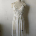 fashion sexyintimates wholesale women's sexylace mesh patchwork suspender slit thin long skirt nightgown