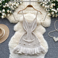 Pure desire sexy hot girl suspender hip skirt summer design sense stereo flower waist ruffles knittingdress