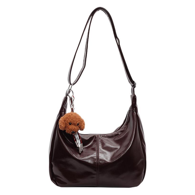 Fashion oil wax leather casual bag women's 2025 new high-end commuter messenger bag large-capacity simple tote bag