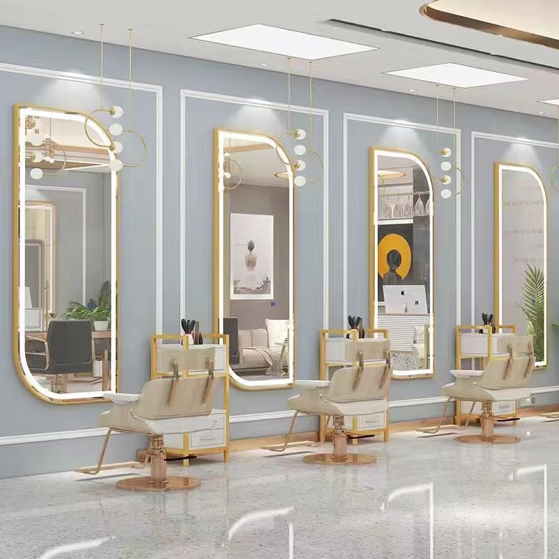 Hairdressing mirror, hair salon special, hair salon mirror, popular led single-sided luminous wall-mounted smart mirror