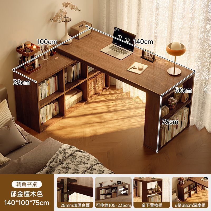 Corner desk bookshelf bookcase all-in-one table bedroom home extendable vanity corner computer desk office desk