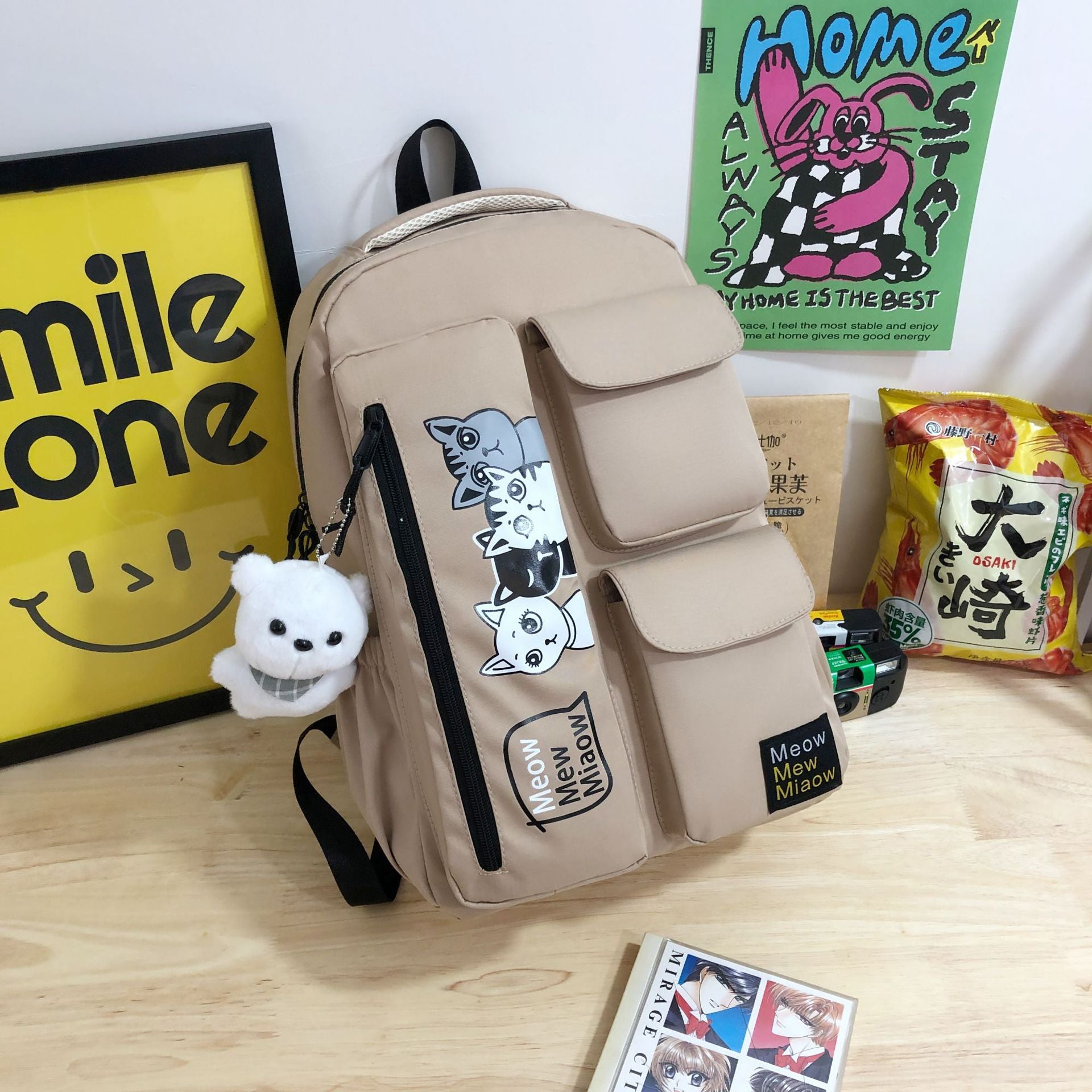 New Korean multi-functional dual-purpose thickened fabric schoolbag Internet celebrity lazy wind dirt-resistant di y large-capacity backpack