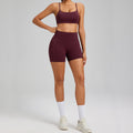 spring/summer new yoga outfit set - outdoor running pocket fitness set - butt-lifting compression sportswear set for women