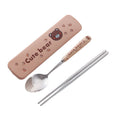 Cute stainless steel cutlery set with stylish ceramic handles - portable student dinnerware, kids' chopsticks and spoon set