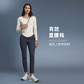 Women's v-neck stretch slim-fit yoga top for autumn - includes bra pads, long sleeve fitness t-shirt d25175