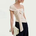 cross-border european and american women's summer high-end, cool, and chic "queen bee" style t-shirt - off-the-shoulder, sexy, sleeveless top
