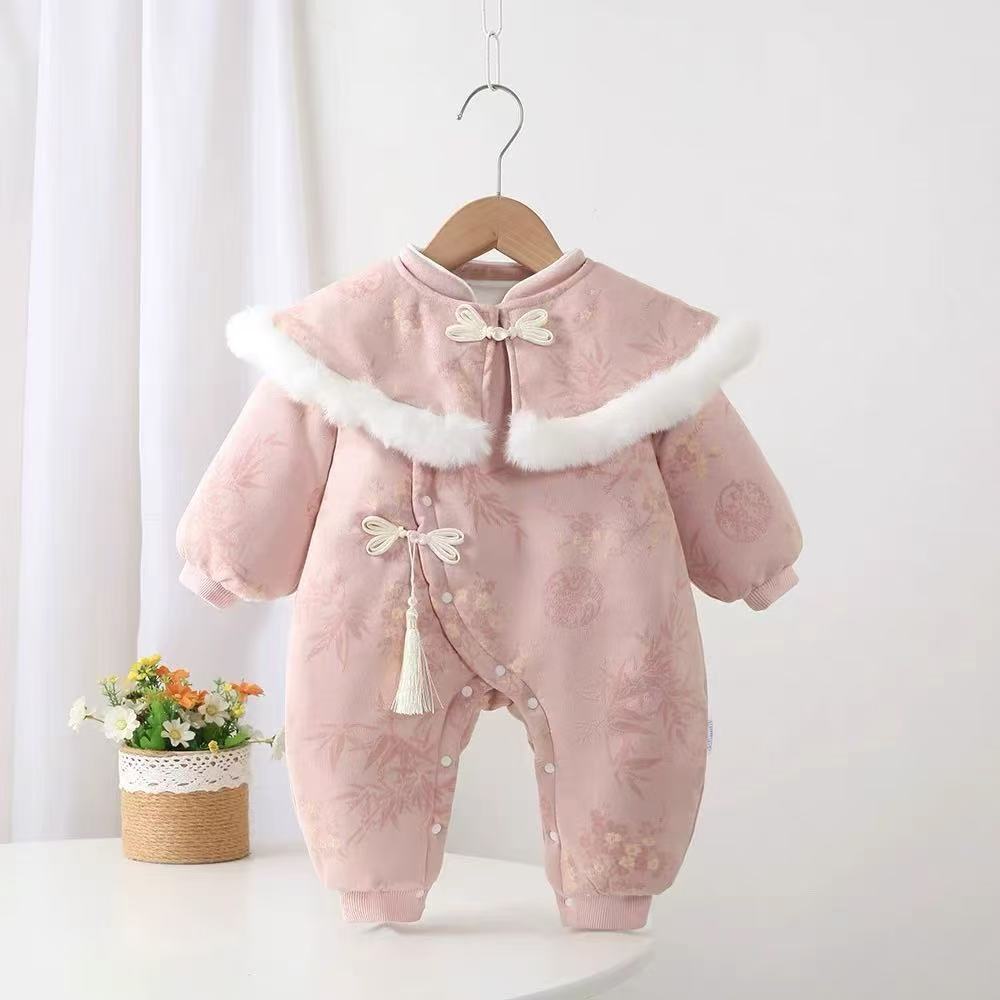 Baby winter one-piece long crawl new chinese style fashionable new chinoiserie baby thickened new year greeting clothes outwear haha
