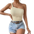 women's clothing sweet and spicy one-sided camisole sleeveless off-shoulder slim-fitting tops dopamine small camisole