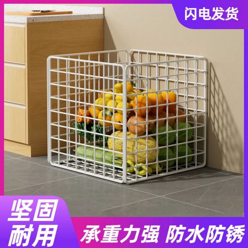 Wrought iron mesh storage basket - portable laundry hamper, organizer, shelf, fruit basket, basketball, yoga mat, and toy storage bin