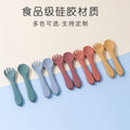 Kids' silicone fork and spoon set - baby food feeding utensils, infant training set, wholesale baby & maternity supplies