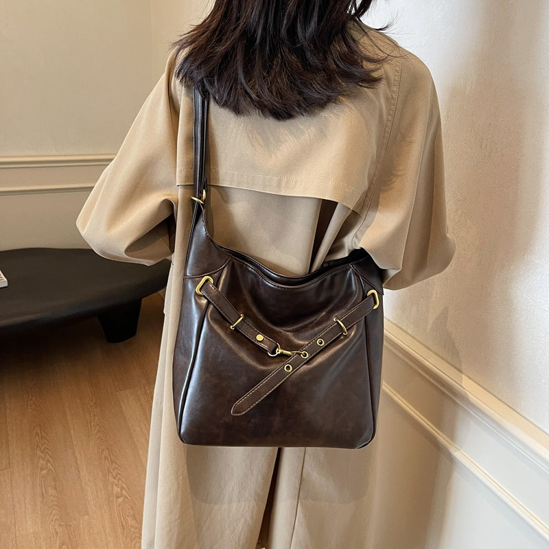 Cross-border 2025 new Maillard large-capacity shoulder bag autumn and winter versatile backpack women's commuter tote bag