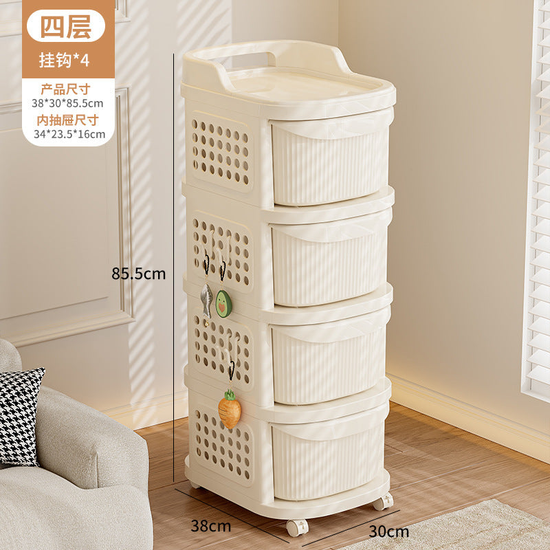 Stroller Baby Products Shelf Home Living Room Movable Large Capacity Storage Rack Layered Drawer Snack Cabinet
