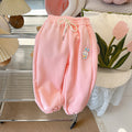 Kids' spring/autumn casual pants, baby sweatpants, girls' loose-fit outerwear trousers, new autumn collection for toddlers and young children, trendy children's clothing