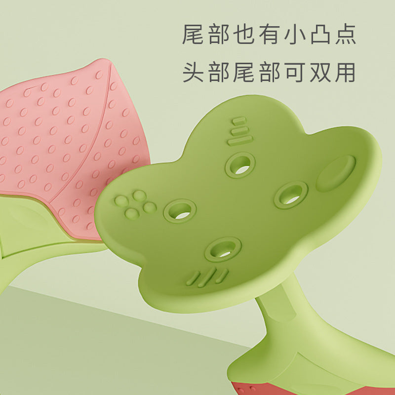 Newborn teething stick, baby teether, food-grade silicone chew toy, fruit-shaped soothing teether, anti-sucking hand