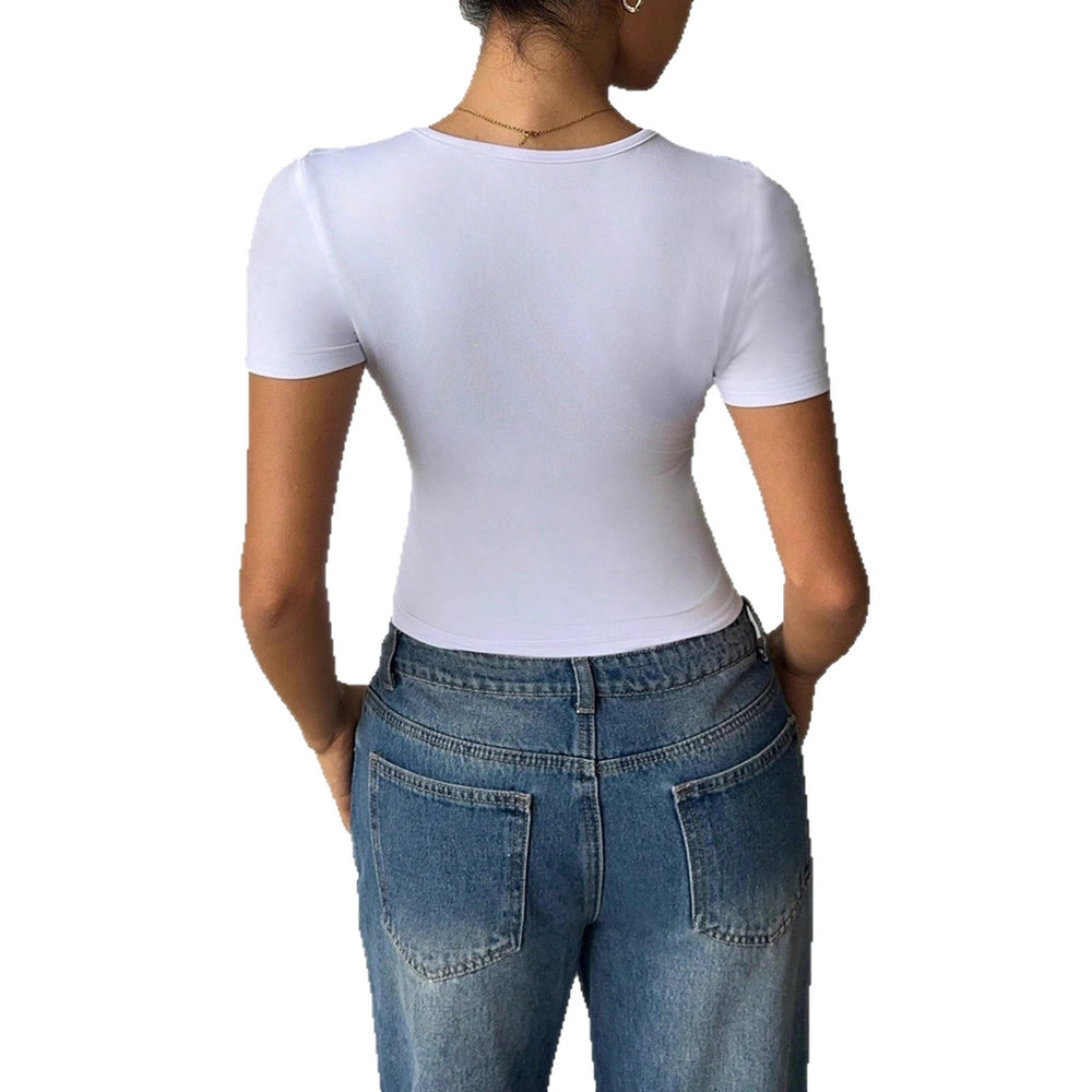 new european and american cross-border y2k hot girl style v-neck solid color tank top t-shirt women's autumn/winter  exclusive