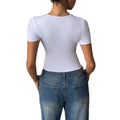 new european and american cross-border y2k hot girl style v-neck solid color tank top t-shirt women's autumn/winter  exclusive
