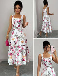 european and american cross-border  summer new women's camisole print dress