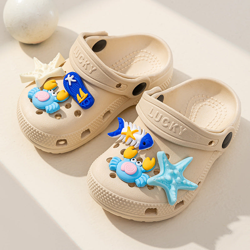 "cloud-like comfort: boys' and girls' cartoon clogs - thick-soled, non-slip, outdoor sandals for kids - new summer collection"