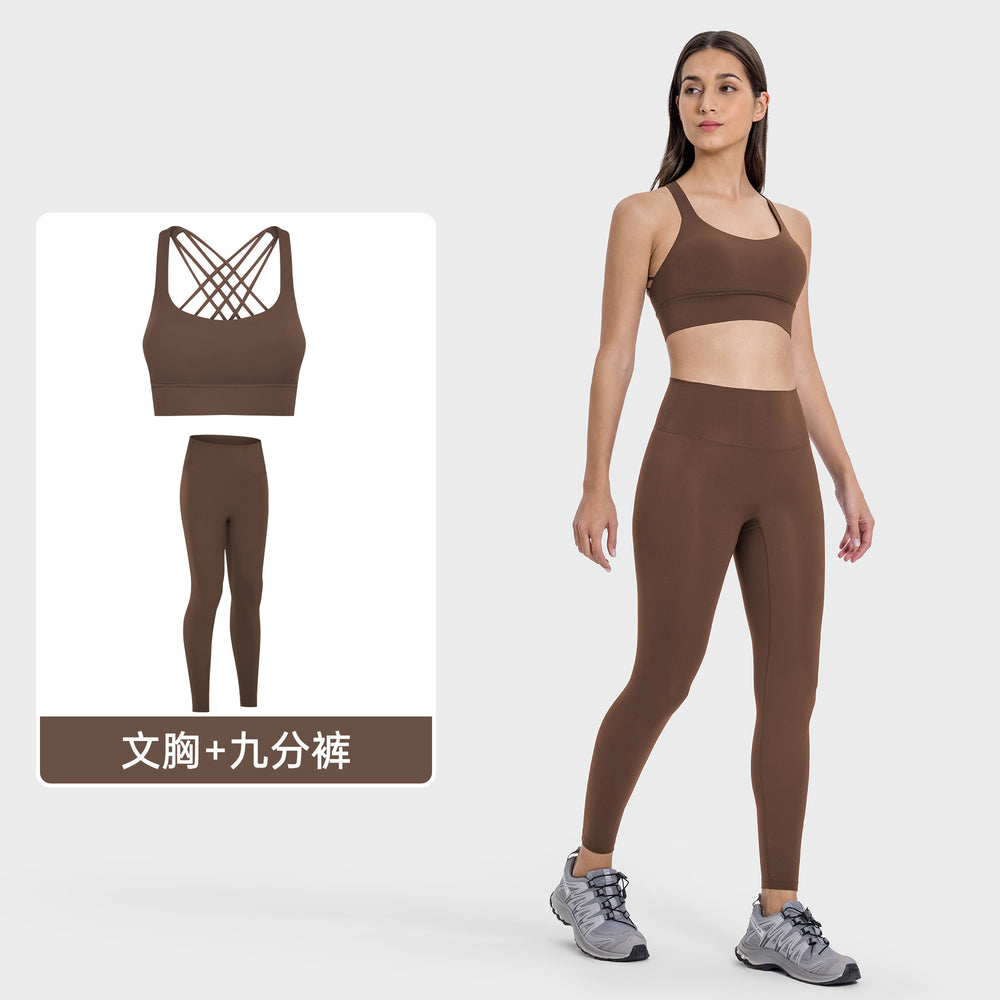 Pilates yoga suit women's cross back push up bubble wrap sports intimates naked hip lifting yoga fitness pants