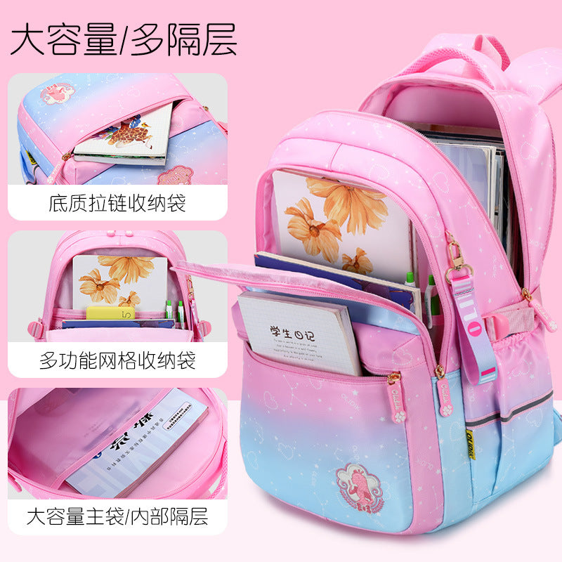 School bag for primary school students and girls aged 6-12, light burden reduction for girls, spine protection, children's backpack customization for grades 1, 2 and 3