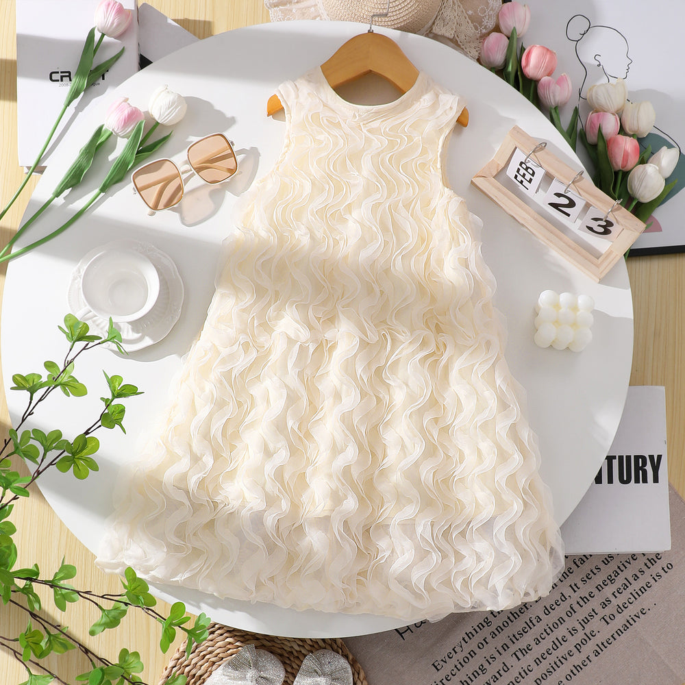 Girls' (toddler) dress, 3d rose embellished elegant party dress