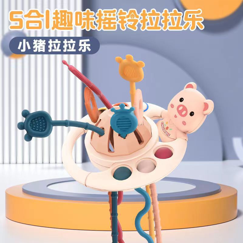 Fun rattle teether & finger press toy - early education & developmental toy for babies & toddlers
