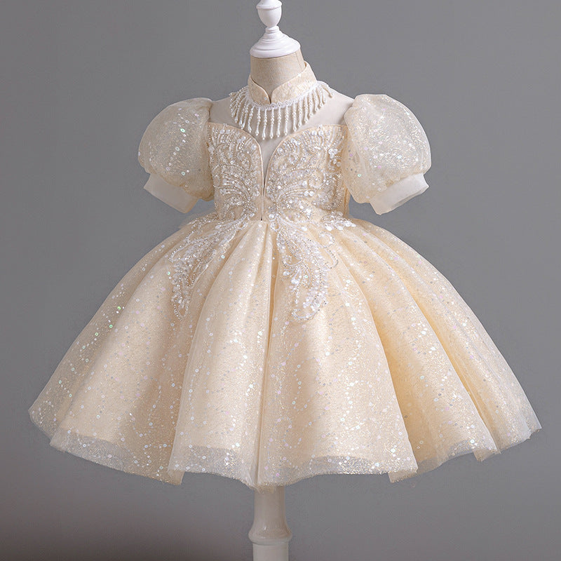 summergirldress summer dress kids dress puff sleeve large swing style princess gauze skirt birthday skirt