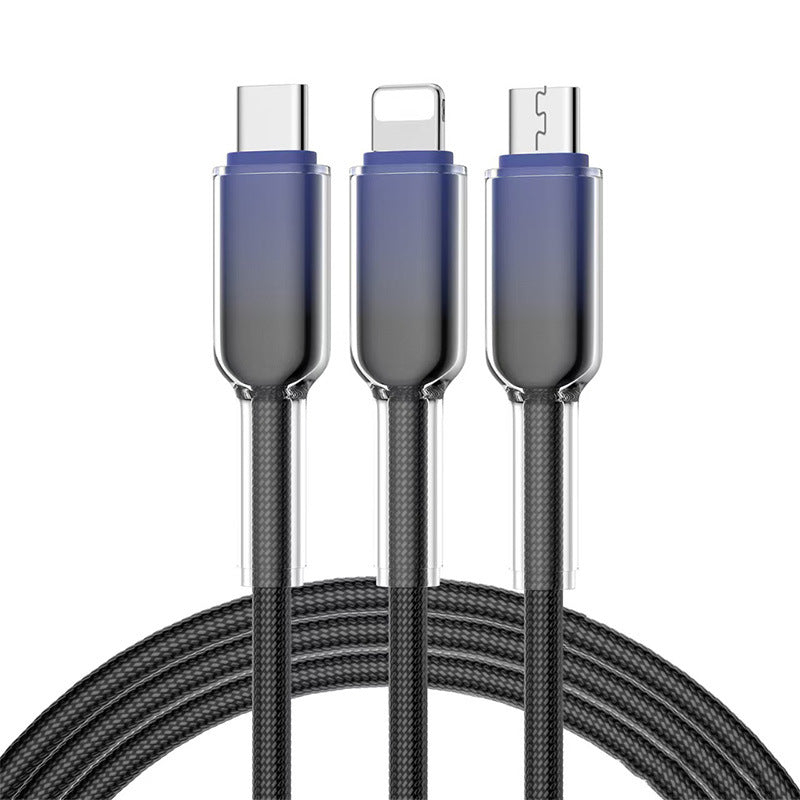 ice crystal 65w charging cable, compatible with huawei, apple, and huawei type-c devices. suitable for charging laptops and mobile phones