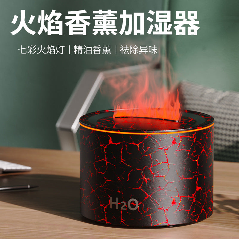 new humidifier, colorful simulated flame aroma diffuser, home hotel desktop usb air humidifier