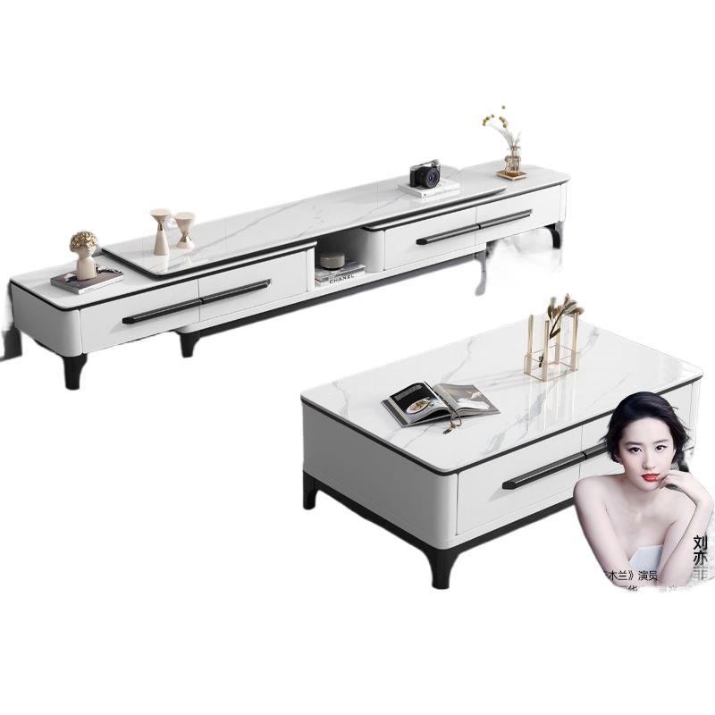 Rock slab coffee table tv cabinet combination suitfor home living room new arrival small apartment simple marble storage cabinet