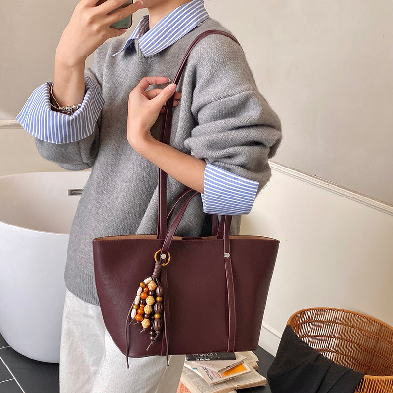 retro bag women's new arrivalfall and winter atmosphere large capacity bucket bag classy sense accessible luxury mother-in-law shoulder bag