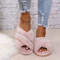 Exportplus size pearl fur slippers for women outwearfashion cross-border new arrivalflats home indoor cross cotton slippers for women