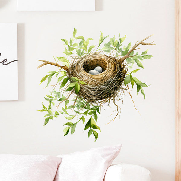 Fresh green leaf bird's nest home bedroom entrance living room background decorative wall sticker self-adhesive wholesale  layout beautiful