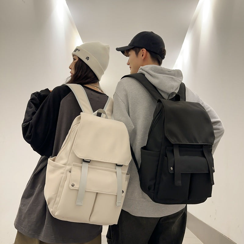 Backpack solid color simple daily travel both practical large backpack Oxford cloth breathable anti-splash college backpack