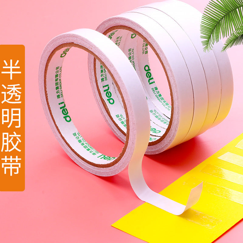Deli Double Sided Tape 9/12/18/24mm High Viscosity Student Cotton Paper Tape Manual Double Sided Tape Wholesale