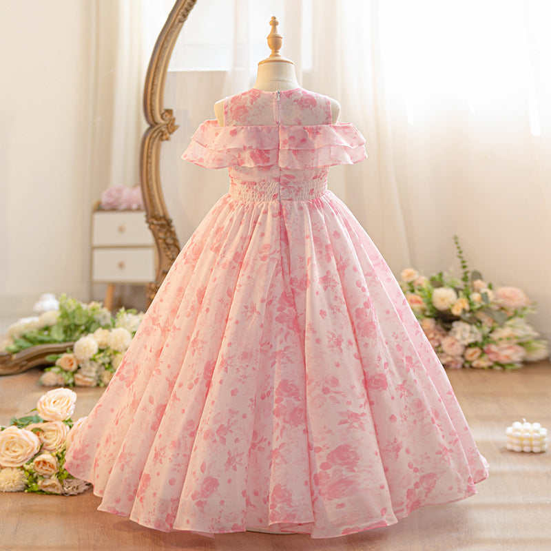 Girls' summer dresses  new collection: floral princess dresses for girls, mid-to-large size, long summer styles - wholesale