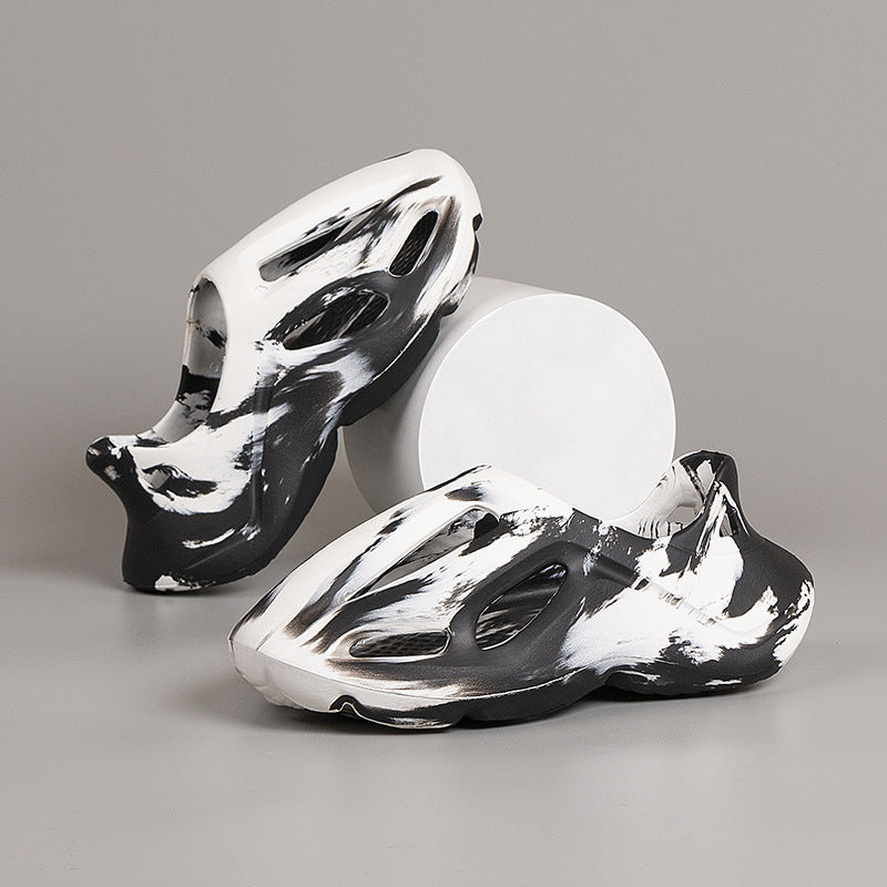 外贸男士洞洞鞋夏季2025新款踩屎感情侣款沙滩鞋EVA软底包头凉鞋