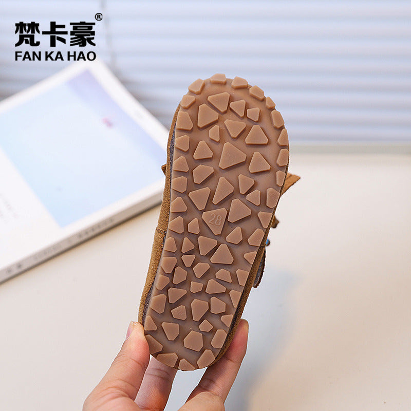 Vancahao kids' tassel birkenstock shoes - new autumn  korean style girls' fashionable colorful beaded casual single shoes