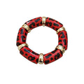 Leopard print acrylic bracelet wholesale - european and american style, edgy & sweet, statement jewelry, high-end aesthetic, color block stretch bracelet